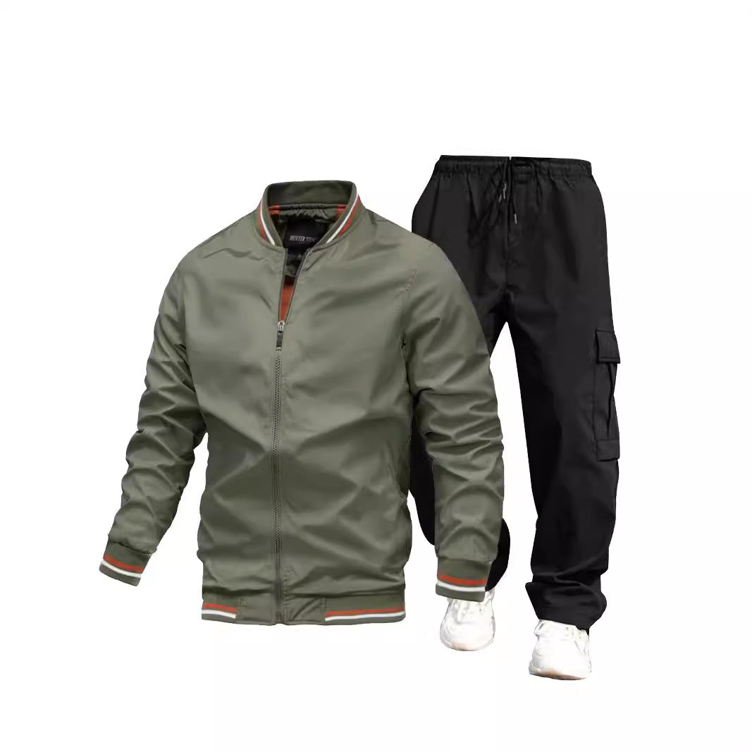 Men's sporty jacket and cargo pants set
