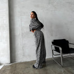 Women's Printed Hoodie and Wide Jogger Set
