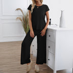 Two-Piece Lounge Set with Wide Top and Palazzo Pants