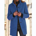 Women's Elegant Wool Jacket with Pockets and Button Closure