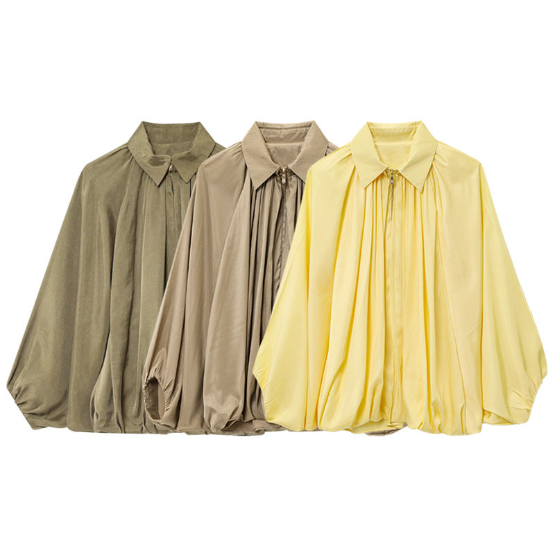 Elegant Women's Blouse with Pleated Details