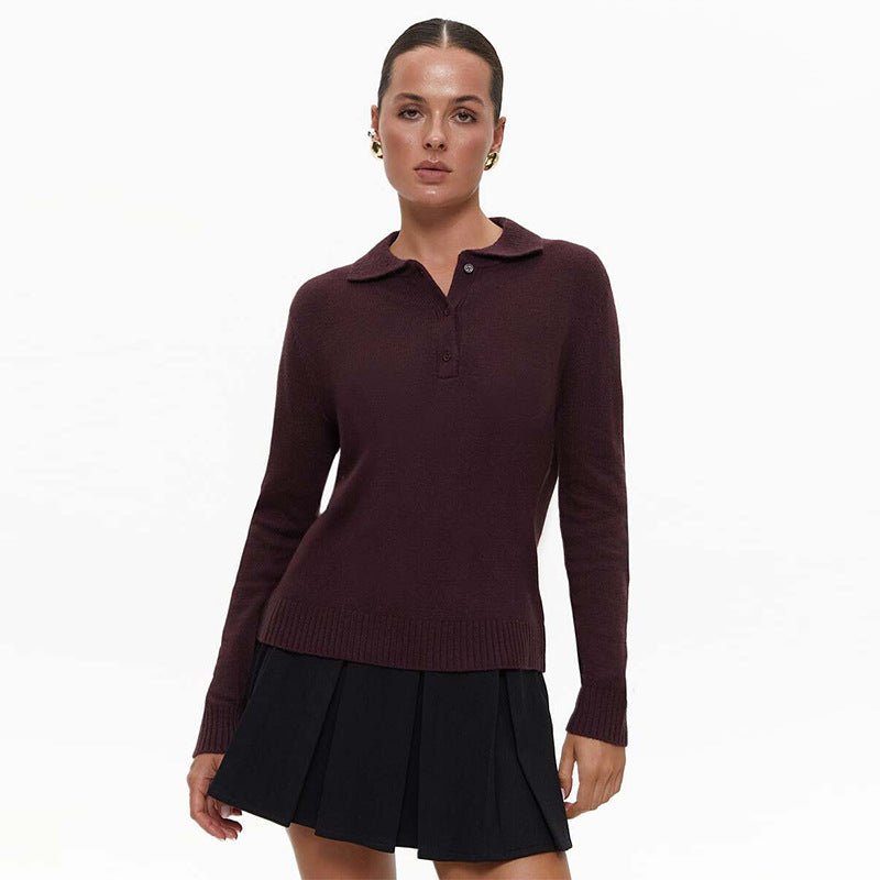 Women's Elegant Knit Sweater with Collar