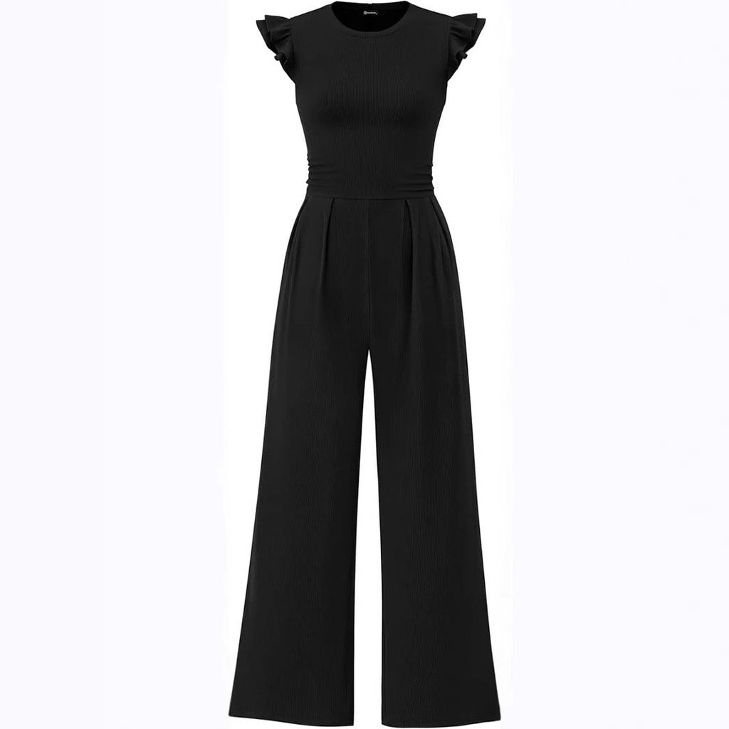Elegant Women's Jumpsuit with Puff Sleeves and Wide Leg