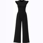 Elegant Women's Jumpsuit with Puff Sleeves and Wide Leg