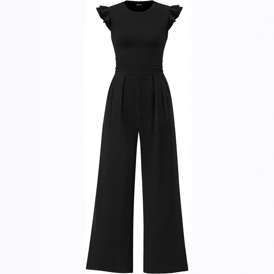 Elegant Women's Jumpsuit with Puff Sleeves and Wide Leg