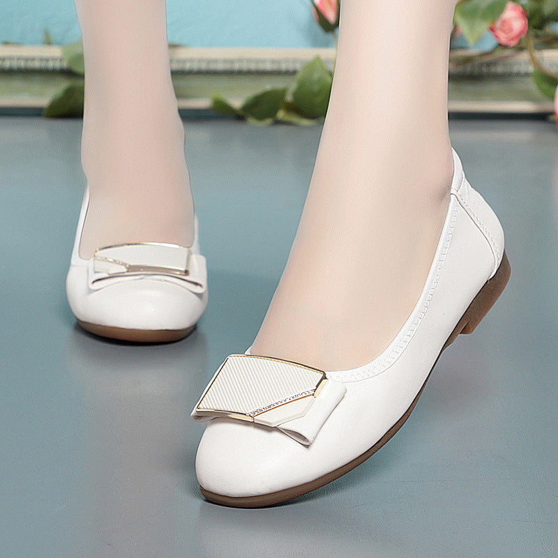 Women's Ballet Flats with Bow Accent and Comfortable Footbed
