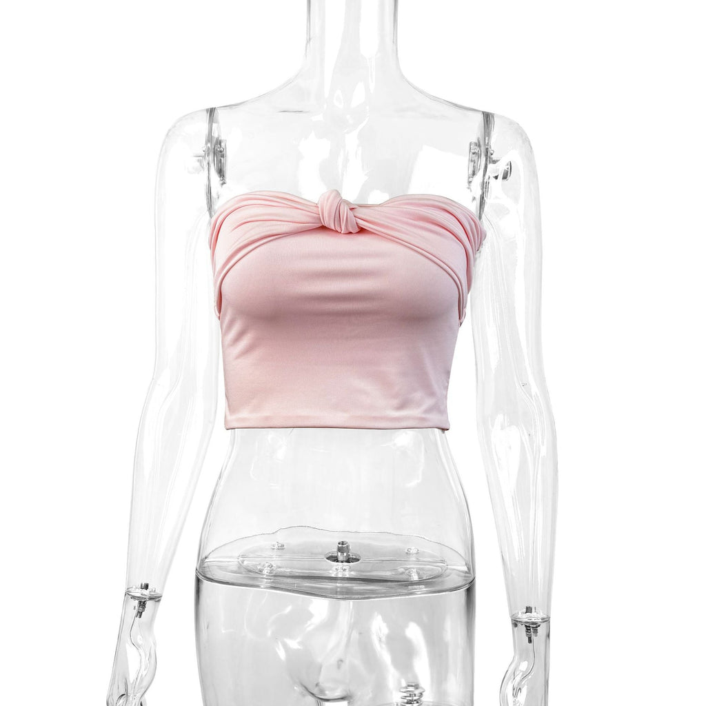 Women's Bandeau Crop Top with Knot Design