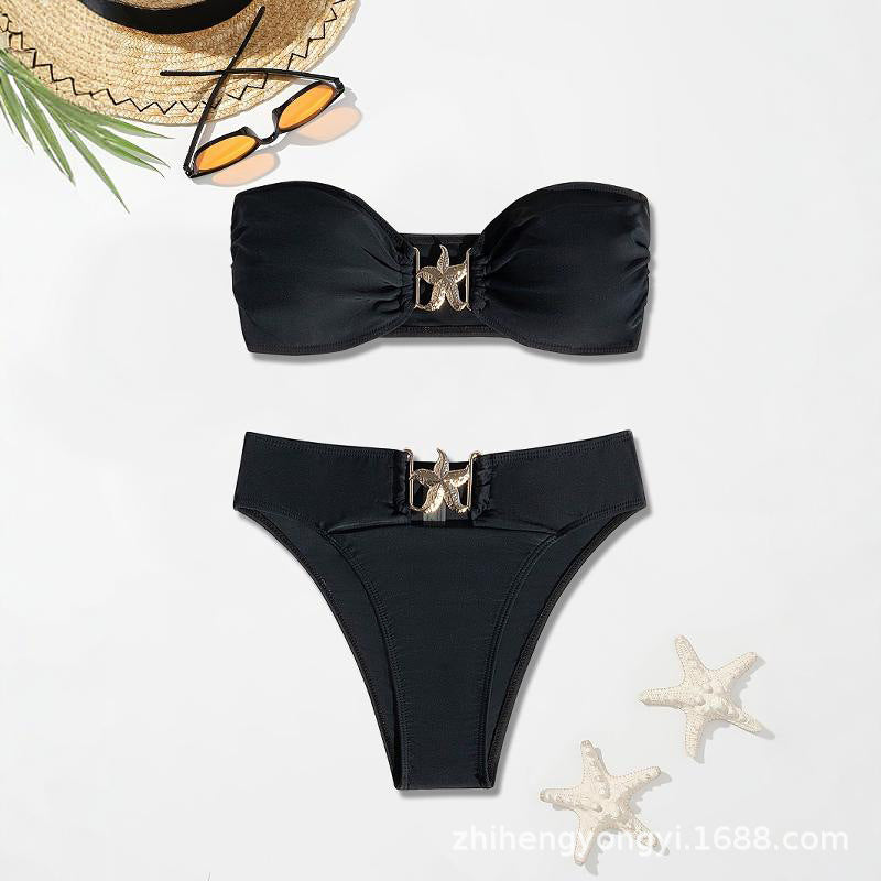 Women's Bandeau Bikini with Elegant Design Element