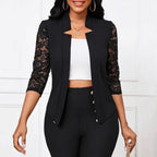 Women's Blazer Jacket with Lace Inserts