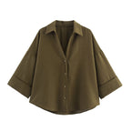Women's Shirt Blouse with Casual Cut and Elegant 3/4 Sleeves