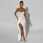 Women's Elegant Evening Dress with Shimmering Bodice