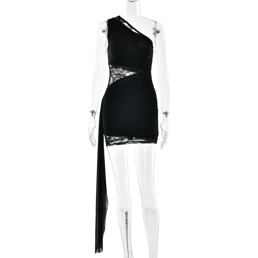 Women's Cocktail Dress with Asymmetrical Cut