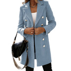 Women's Elegant Double-Breasted Wool Coat with Modern Cut