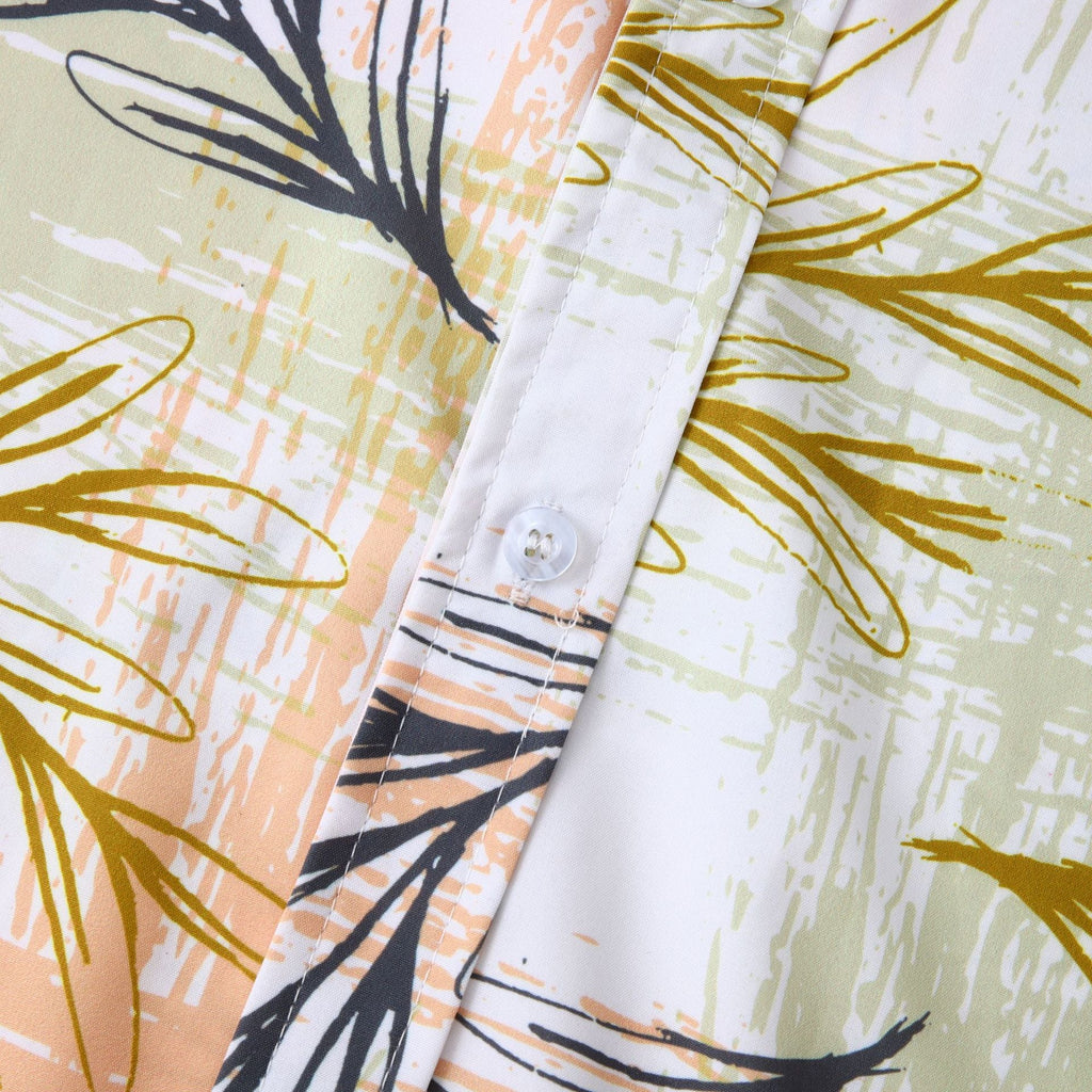 Women's Short-Sleeve Shirt with Creative Plant Print and Airy Fit