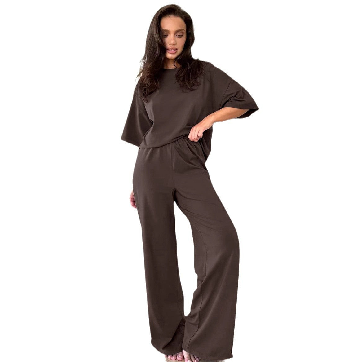 Women's Loose Lounge Set with Knot Details and Elastic Waist
