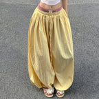 Women's Comfortable Palazzo Pants with Elastic Waist and Adjustable Drawstring