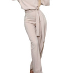 Women's Casual Two-Piece Set with Elegant Waist Belt