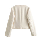 Women's Elegant Short Jacket with Textured Button Details