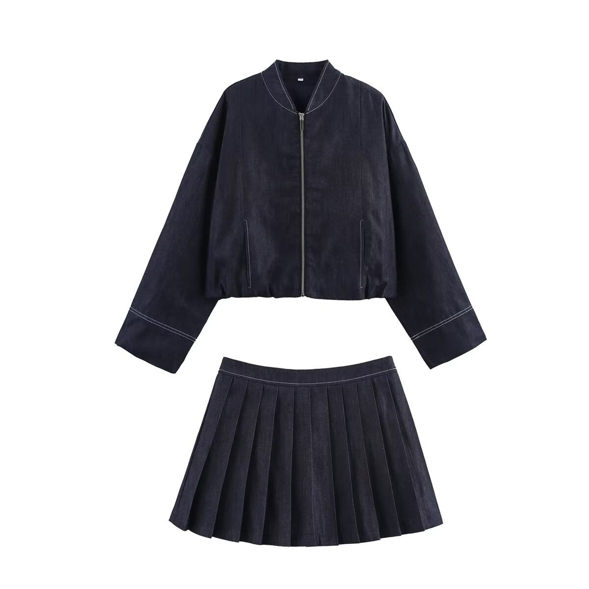 Women's Cropped Denim Jacket in Casual Blouson Style