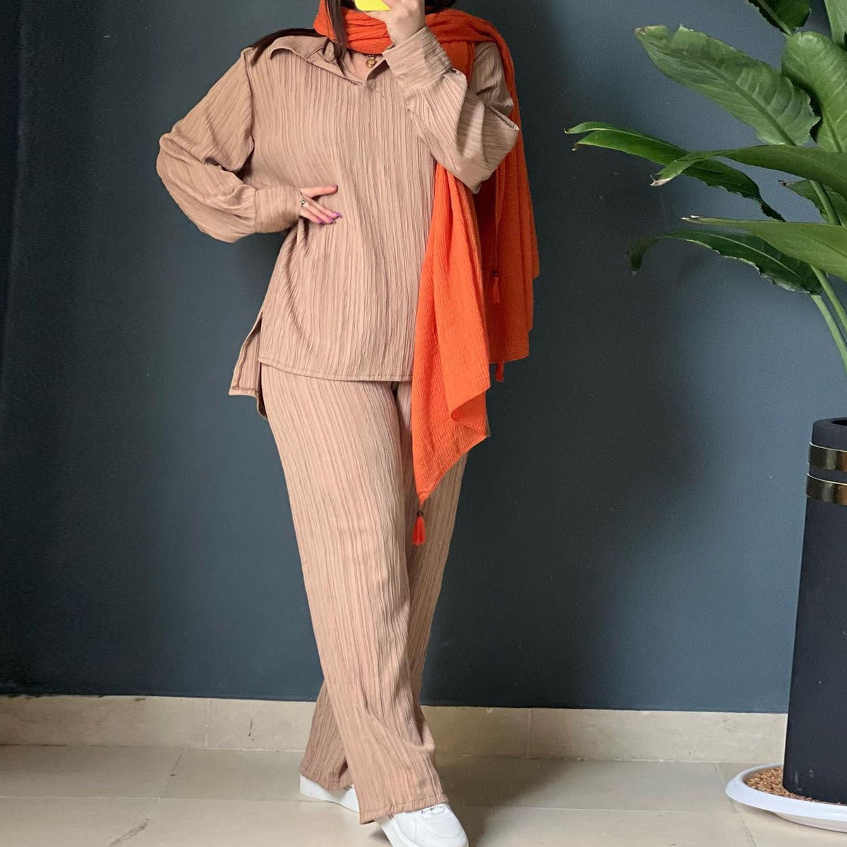 Casual Women's Knit Set with Wide Cut