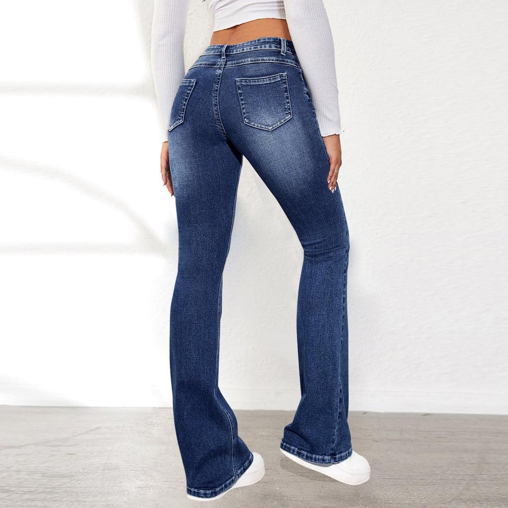 Women's High-Waisted Flared Jeans with Elastic Stretch