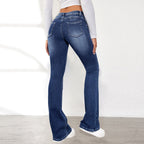 Women's High-Waisted Flared Jeans with Elastic Stretch