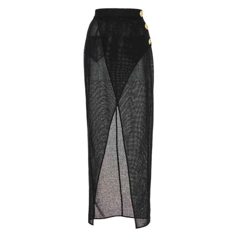 Women's Swimsuit with Draping and Gold Accents
