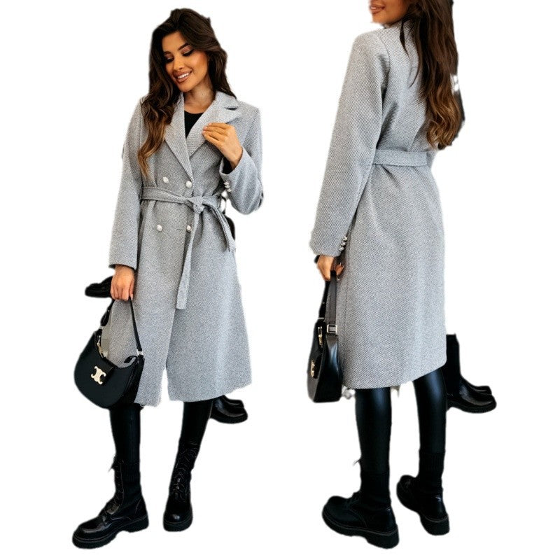 Elegant Asymmetrical Trench Coat with Belt