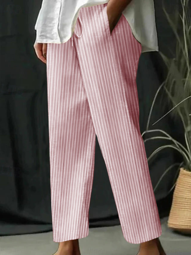 Women's Striped Casual Pants with Comfortable Waistband