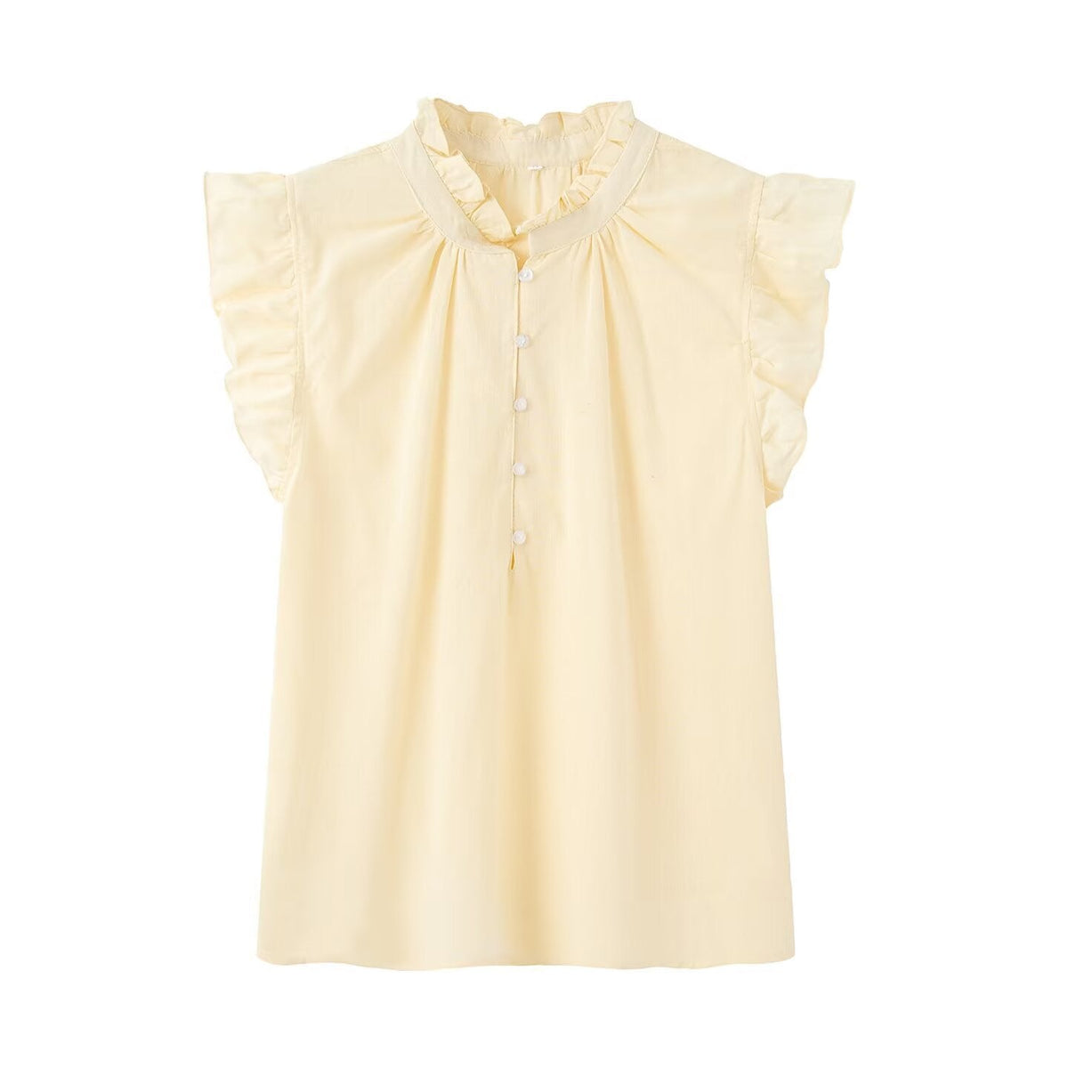 Women's Blouse with Ruffles and Button Placket
