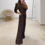 Women's Blazer and Wide-Leg Trouser Set