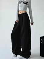 Women's Comfortable Wide-Leg Joggers with Elastic Waist and Pockets