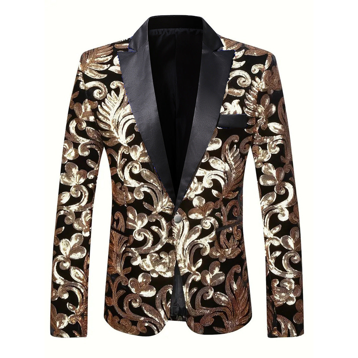 Elegant Sequin Blazer with Floral Design