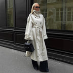 Elegant Coat with High Collar and Adjustable Belt
