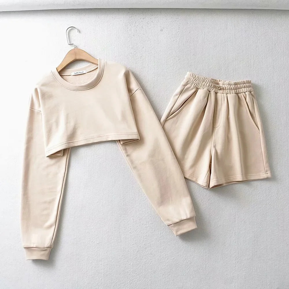 Women's Casual Crop Top and Shorts Set