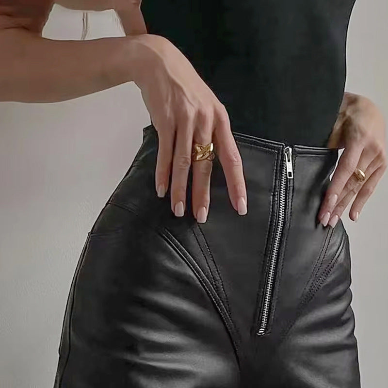 Women's High-Waisted Faux Leather Pants