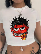Women's Crop T-Shirt with Nostalgic Print