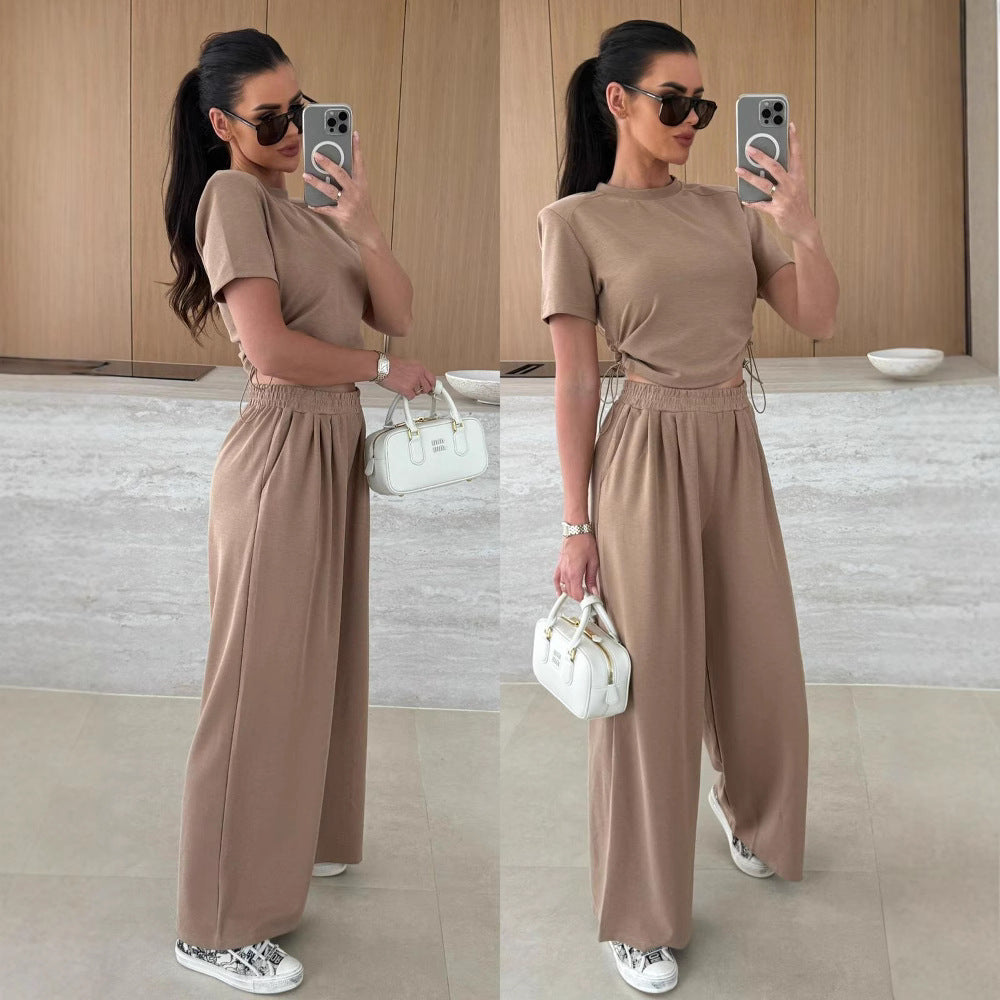 Women's Relaxed Set with Fashionable Lace-Up Details