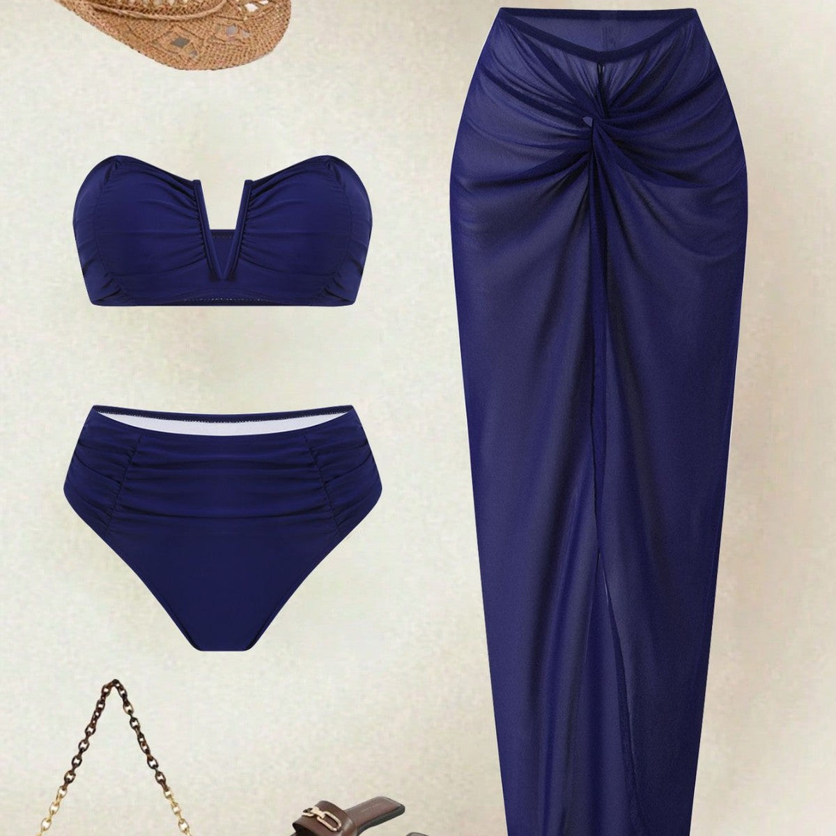 Women's Swimsuit Set with Skirt