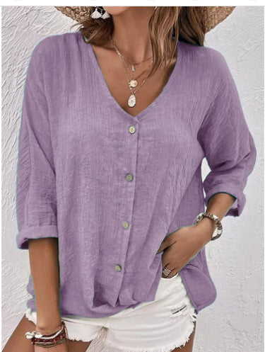 Women's Lightweight Viscose Blouse with Button Placket