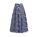 Women's Bandeau Swimsuit with Bows and Striped Maxi Skirt