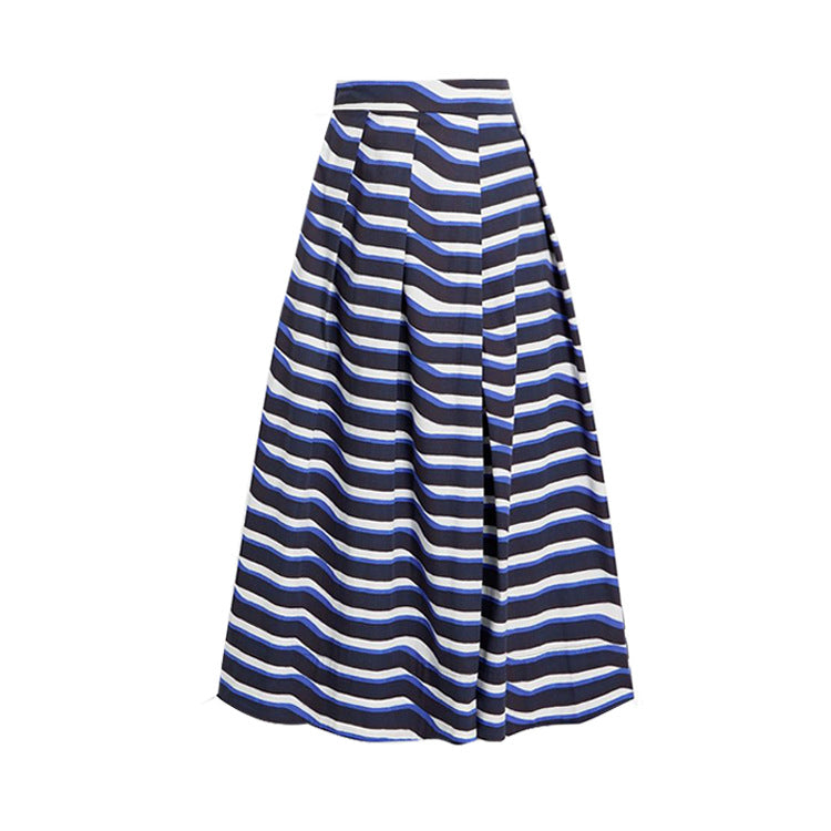 Women's Bandeau Swimsuit with Bows and Striped Maxi Skirt