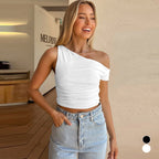 Women's Asymmetrical Ruffled Crop Top