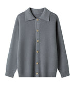 Women's Patterned Cardigan with Collar and Button Placket