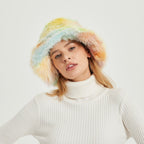 Women's Trendy Faux Fur Hat with Multicolor Gradient