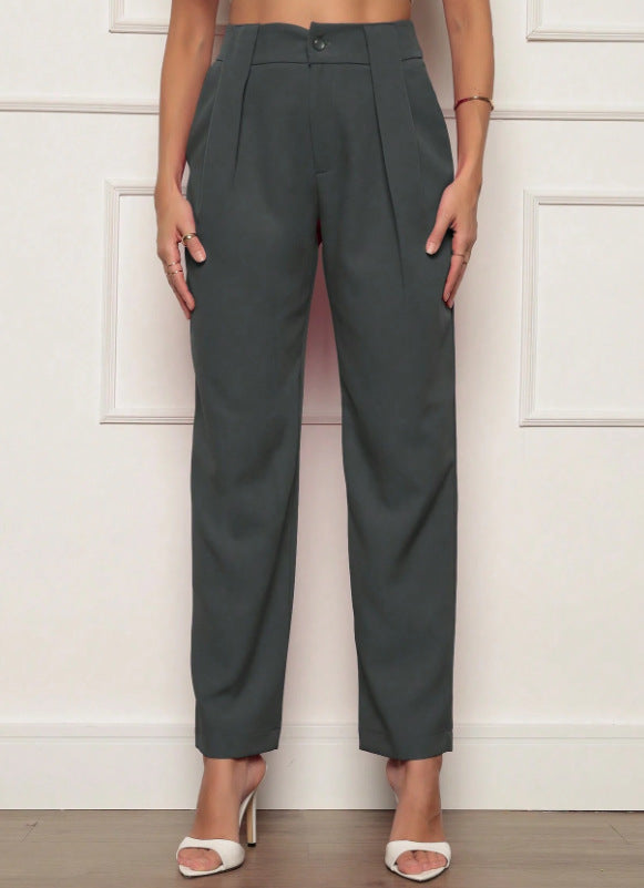 Elegant High-Waisted Pants with Pleat Details