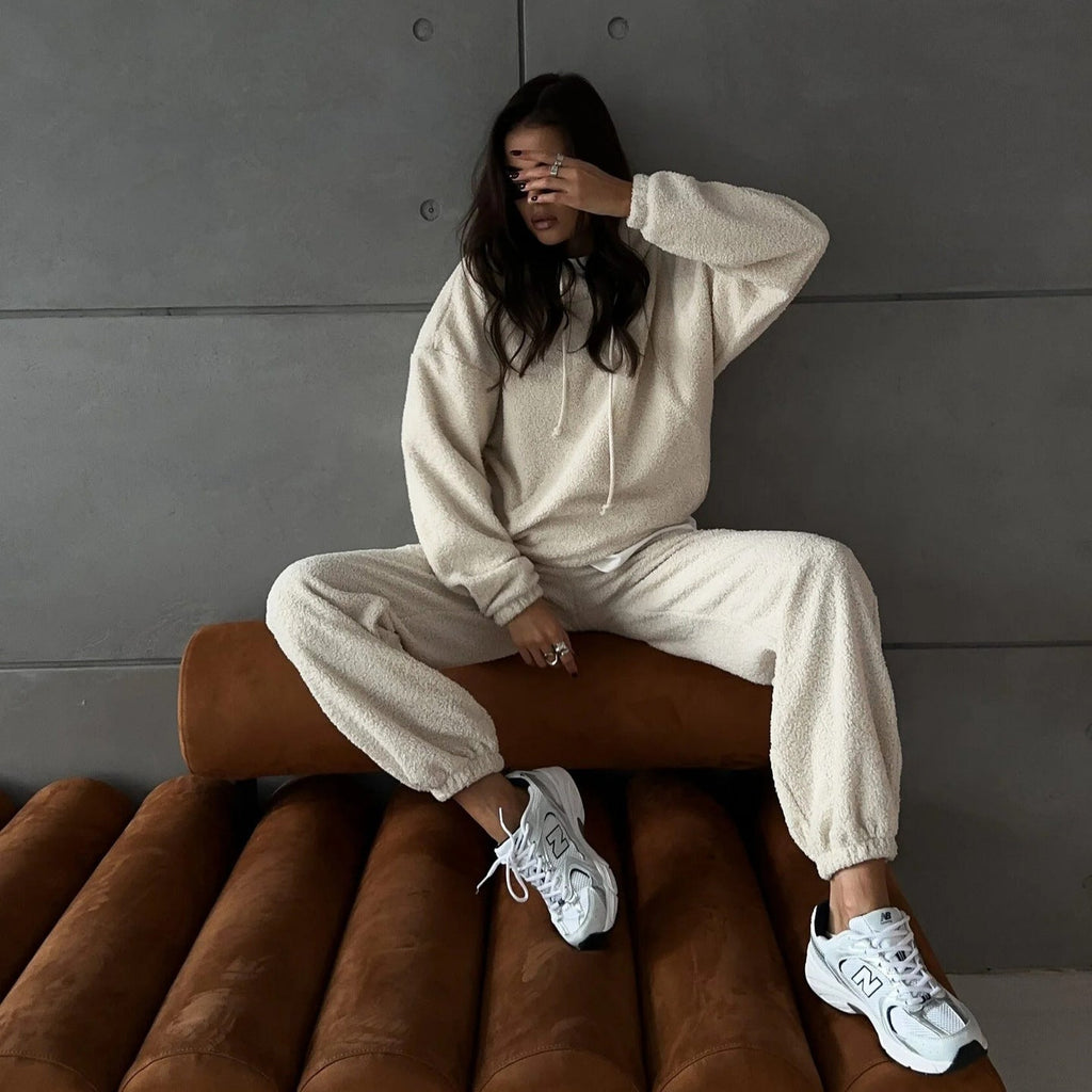 Women's Fleece Loungewear Set with High Collar