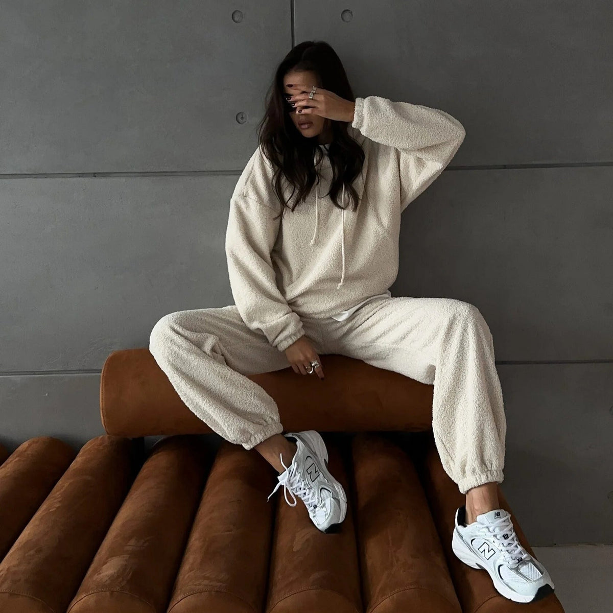 Women's Fleece Loungewear Set with High Collar