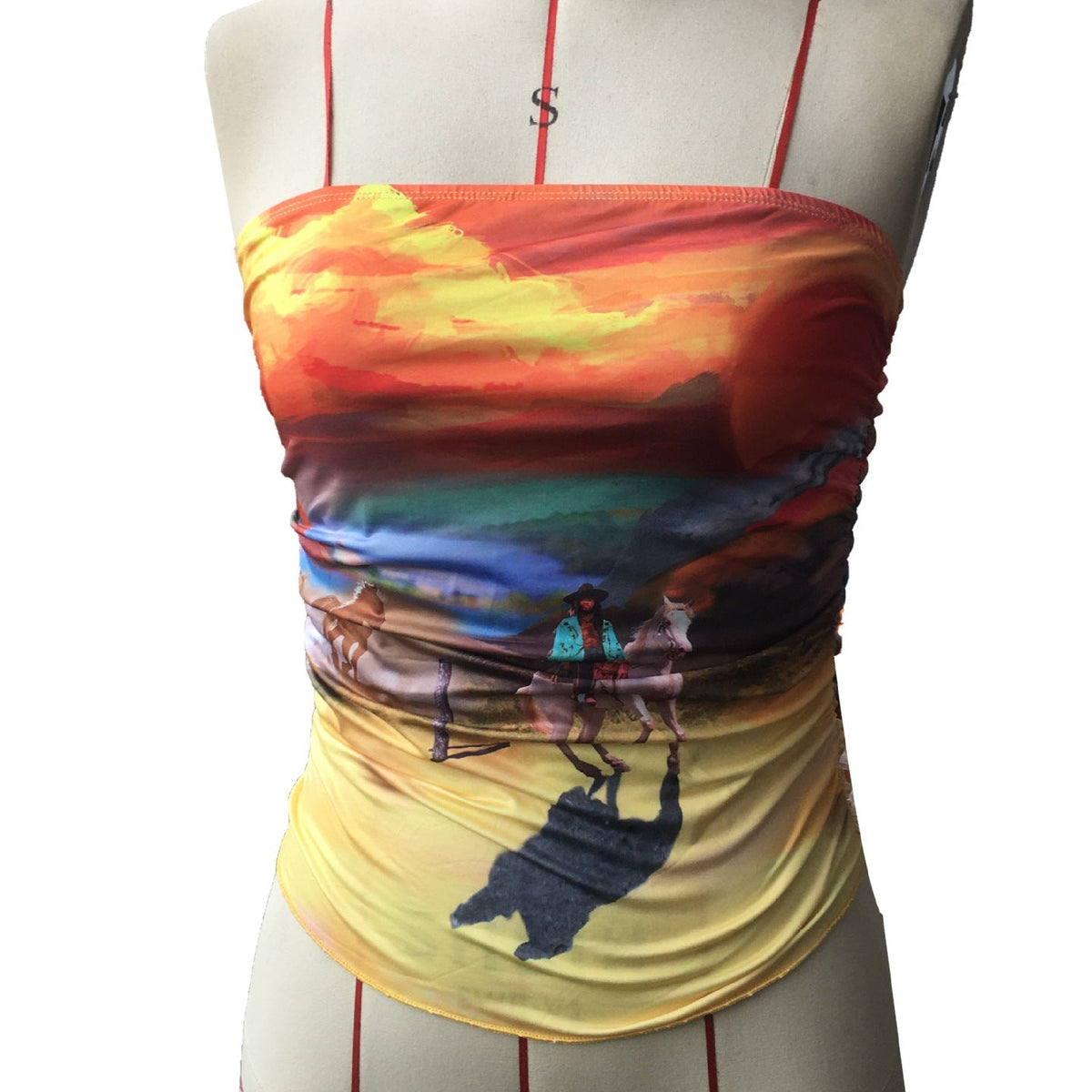 Women's Colorful Artistic Print Bandeau Top