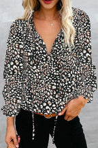 Women's Blouse with Floral Pattern and Loose Sleeves